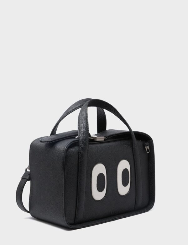 Benji Medium Crossbody Black Leather Bag - Look Up 👀