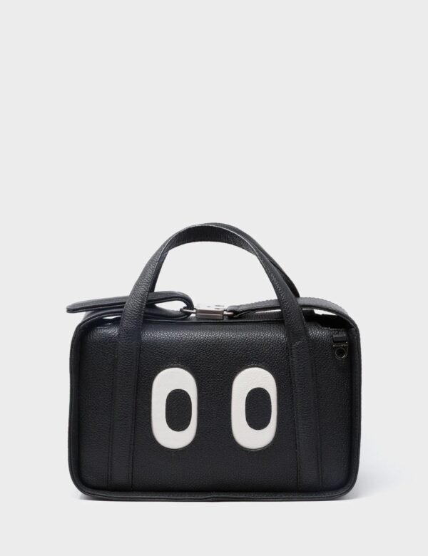 Benji Medium Crossbody Black Leather Bag - Look Up 👀