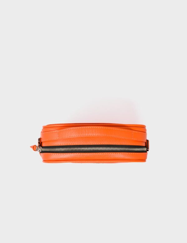 Verto Crossbody Vermillion Orange Leather Handbag - Tiger and Flowers Embroidery
